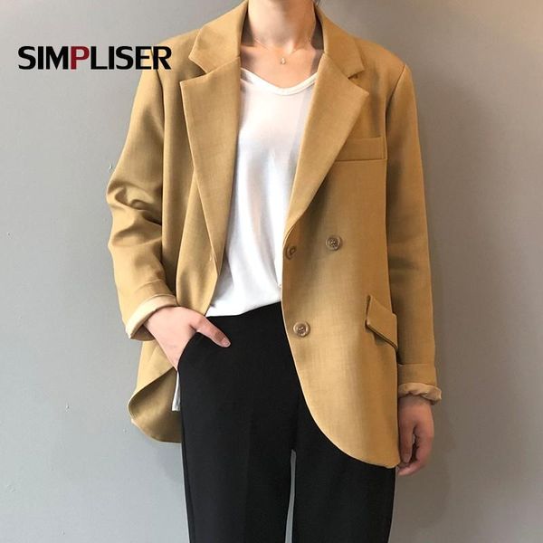 

chic blazer for women 2021 demi-season suit jackets double breasted female outwear long sleeve office lady work wear coats, White;black