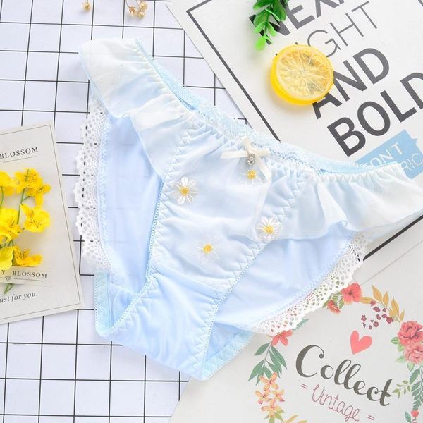 

women's panties leechee young gril's student briefs japanese milk silk cute flower embroidery flash women lace bow underwear1, Black;pink