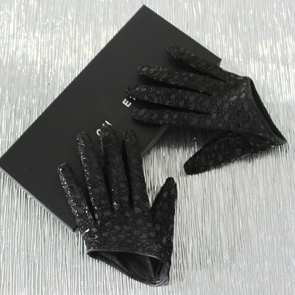 

deat autumn and winter new products fashion ultra short sheepskin checkered leather half palm gloves women' pb183 201021, Blue;gray