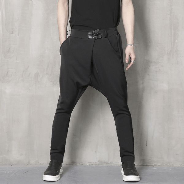 

2021 New Trend Crotch Han Thin Hairstylist Stylist Pants Casual Male Fashion Popular Haren Pants. O5K0, Black