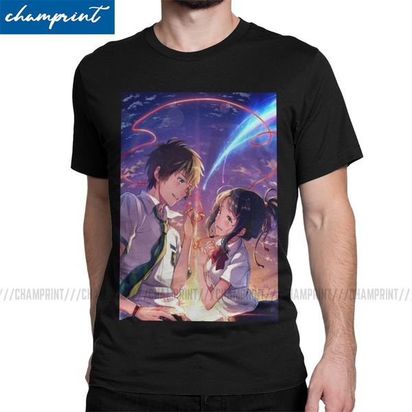

your name kimi no na wa vintage o neck japanese manga short sleeve 4xl 5xl sport hooded sweatshirt hoodie men t shirt