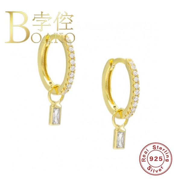 

boako colored diamond earring for women 925 silver earrings 2021 fashionable hoop earring jewelry zircon pendiente brinco aretes, Golden;silver