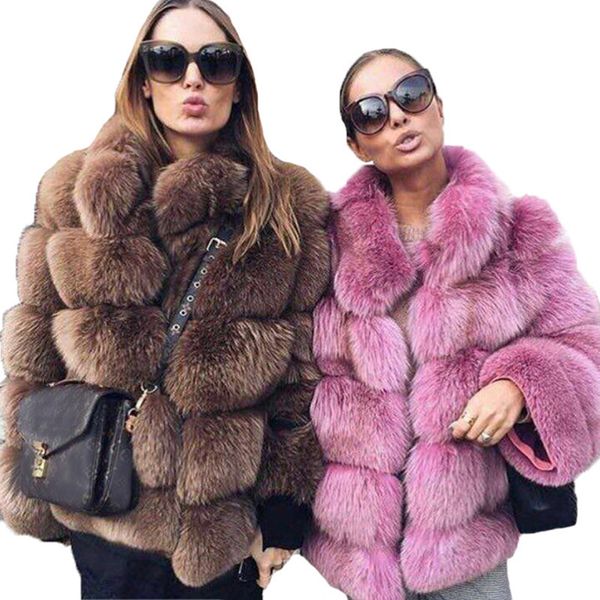 

latest thick warm winter fur coat women faux fox fur jacket autumn fashion casual outerwear girls plus size fur coat plus sizex1016, Black;brown