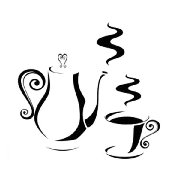 

13.6cm*13.6cm coffee shop tea cup vinyl car sticker motorcycle black/silver s3-6018
