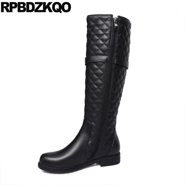 

casual plus size black knee high women boots winter 2020 retro rivet studded big round toe stud tall metal long shoes chunky1