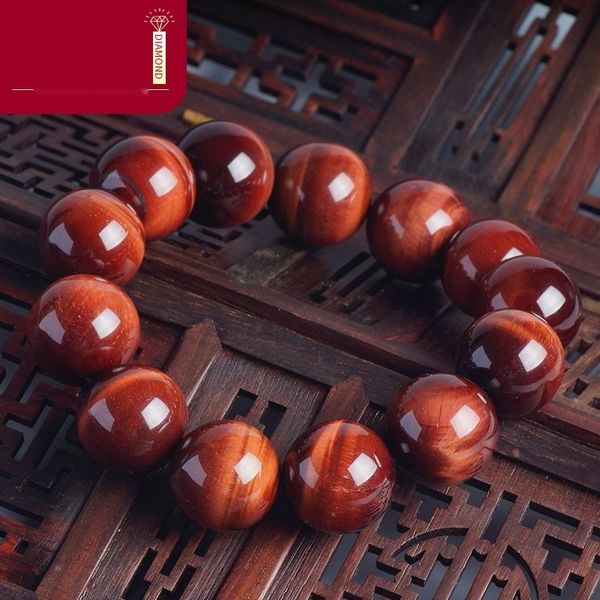 

red single circle braceletjewelry braceletpure pearl crystal jewelry natural tiger eye stone bracelet for men and women red tiger eye stone, Golden;silver