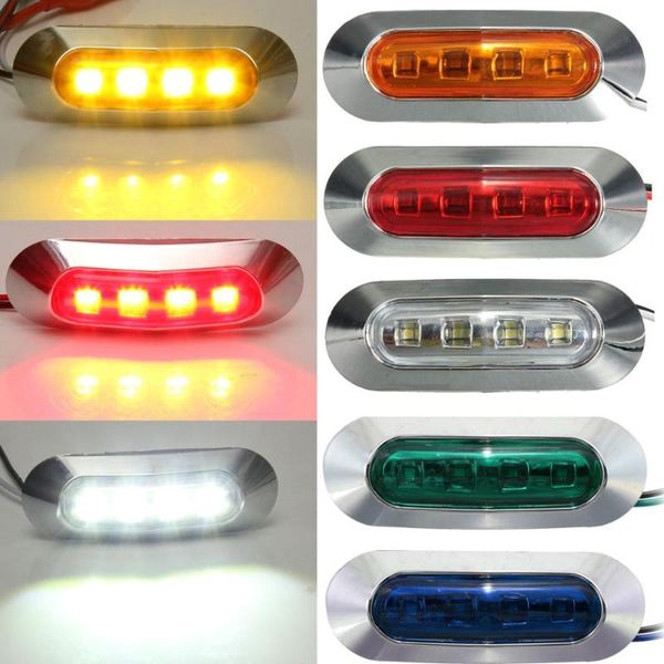 

10pcs dc 10v-30v 12v 24v 4 led car chrome bezel led side marker light tail lamp auto car bus truck lorry yellow red white
