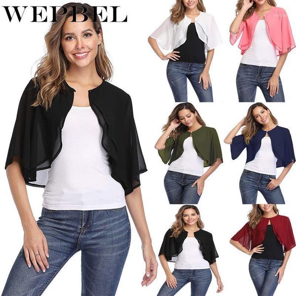 

wepbel summer solid lace hollow out chiffon shirts capes women short sleeve shrug open front bolero cardigan elegant shirts1, White
