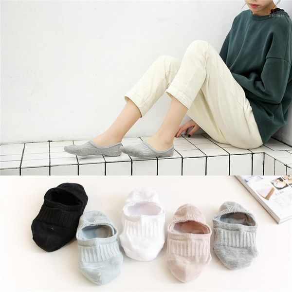 

new invisible female solid color deodorant socks non-slip silicone japanese women's boat socks1, Black;white