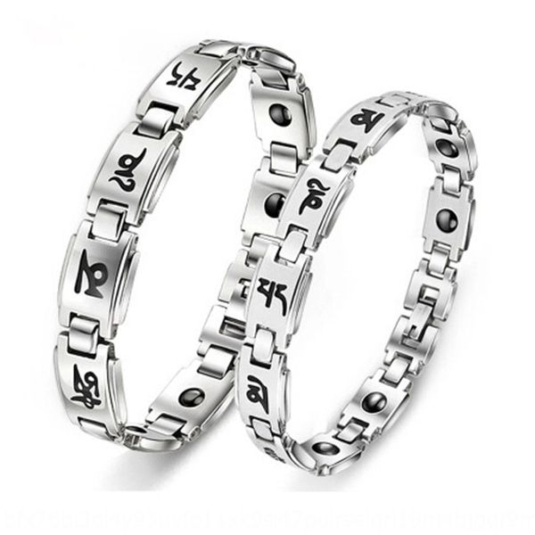 

selling stainless steel lovers six words truth black bracelet magnetic titanium steel bracelet 78yw9, Golden;silver