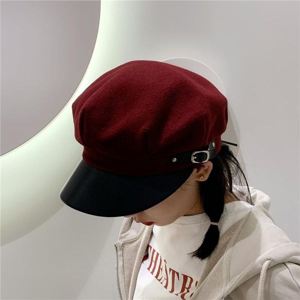 

stingy brim hats woolen octagonal for women casual winter autumn hat ladies fashion boinas beret cap female sboy gatsby caps, Blue;gray