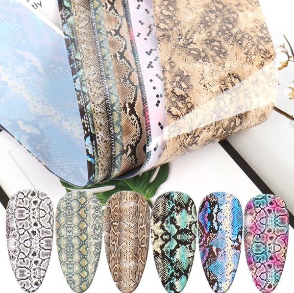 Snake Pattrn Nail Art Foils Holographic Starry Nail Foil Transfer Stickers Acrylic DIY Decorations 10 Rolls
