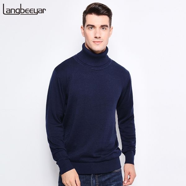 

new autumn winter fashion brand clothing men's sweaters warm slim fit turtleneck men pullover 100% cotton knitted sweater men 201124, White;black