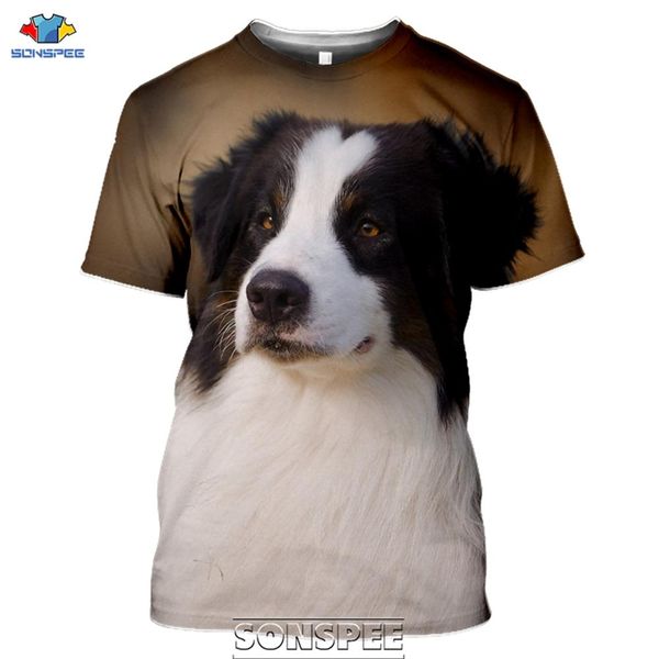 

animal dog border collie print 3d print shirts graphic humor oversized men clothing