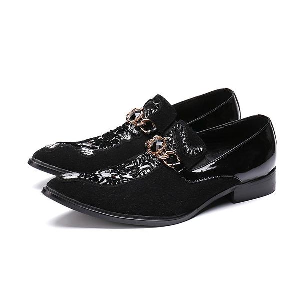 

6.5cm high heels man genuine leather black suede oxfords shoes crystals slip on formal spring italy derby shoes mujers