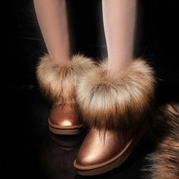 

fur slip-on new snow boots women shoes round toe pu female boot womens shoe warm winter zapatos de mujer ankle boots for woman, Black