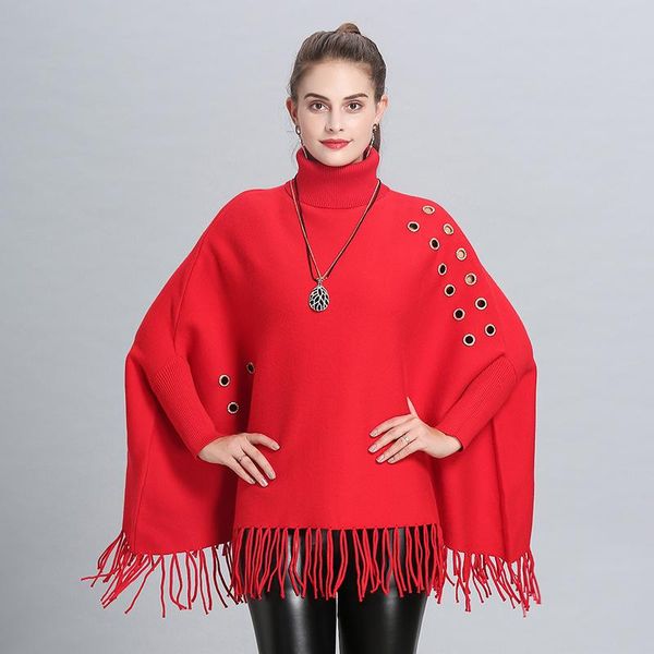 

2018 new fashion winter warm poncho for women ladies thicken hollow soft solid shawls and wraps high neckline long tassel wmtcey bdesybag, Blue;gray