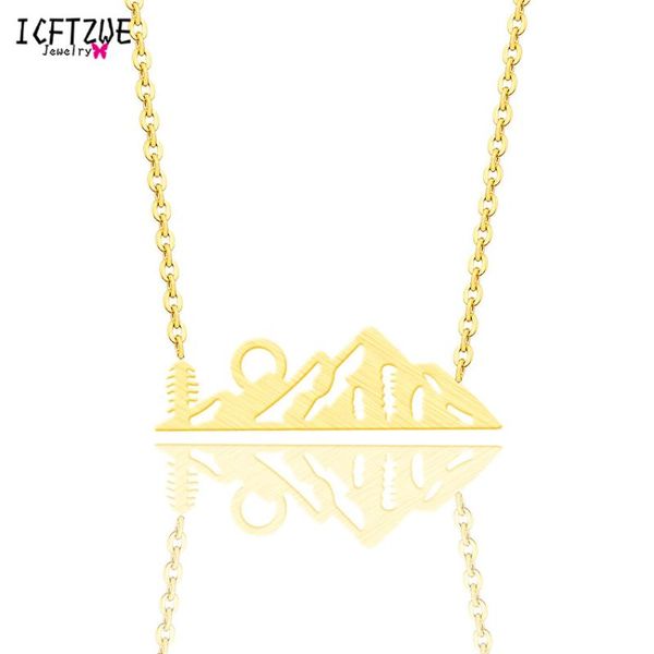 

pendant necklaces gold color colier femme choker chain erkek kolye friend simple mountain necklace women bridesmaid gift bff, Silver