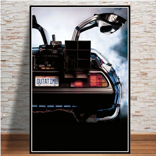 

back to the future movie classic cool car poster and prints wall art canvas painting vintage pictures home decor quadro cuadros1