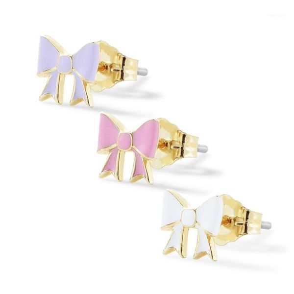 

3 Pcs New Alloy Drip Oil Stud Earring for Women Cute Mini Multicolor Bow-knot Piercing Earrings Set Fashion Jewelry 20201, Golden;silver