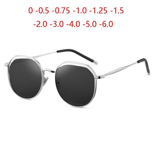 

sunglasses women men gray lens prescription eyeglasses metal myopia vintage polarized female 0 -0.5 -0.75 -1.0 to -6.0, White;black