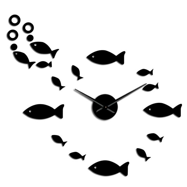 

рыба с bubble diy giant настенные часы зеркальный эффект wall art home decor aquarium украшение безрамное большой иглы часы часы wmtifb