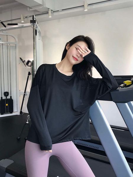 

viplarge size fitness suit women's loose running quick drying t-shirt fat mm sports cover up autumn winter long sleeve yoga vp, Gray