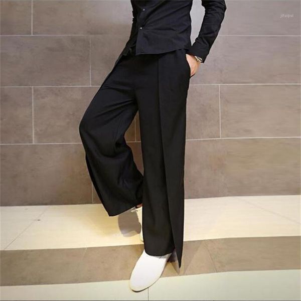 

men's slacks spring/summer slacks wide leg men's fake 2 pieces hip hop hair stylist black yamamoto style1