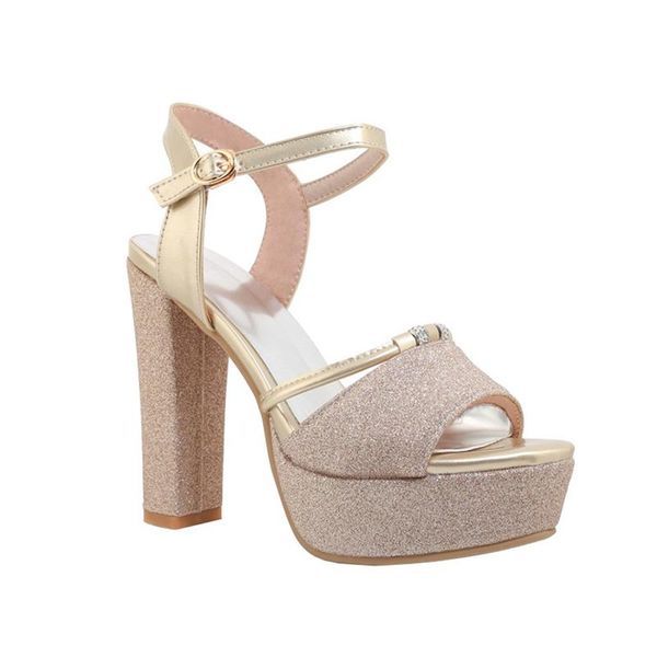 

new arrival peep toe fish mouth buckle strap stiletto 12cm girls high heel sandals block heels for ladies, Black