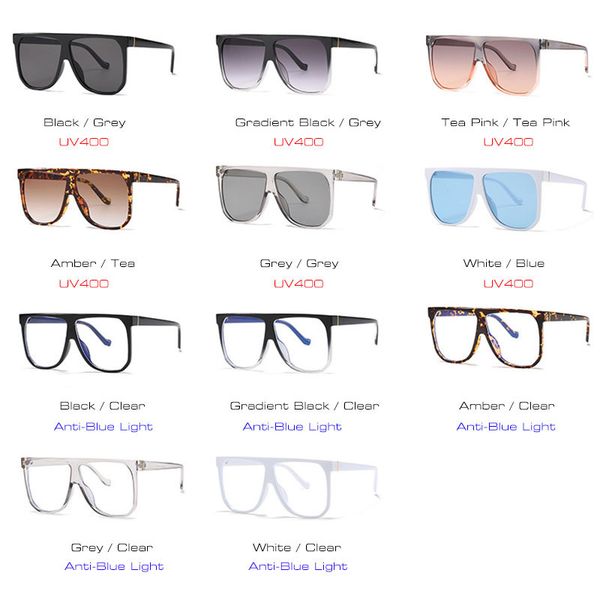 

oversized shauna anti-blue light square frames sunglasses retro flat sun glasses uv400