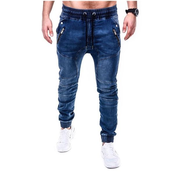 

jeans sweatpants brand men's fashion cargo pants multi-pockets baggy men pants casual trousers overalls joggers, Blue