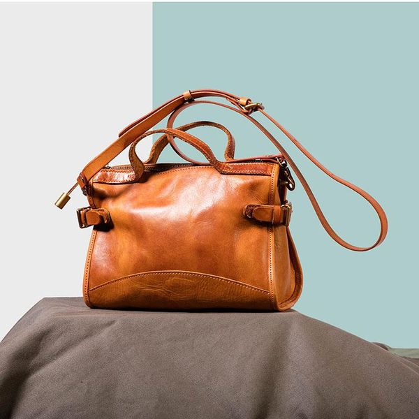 

woonam handmade bag natural genuine calf leather medium size boston handle handbag shoulder bag wb456