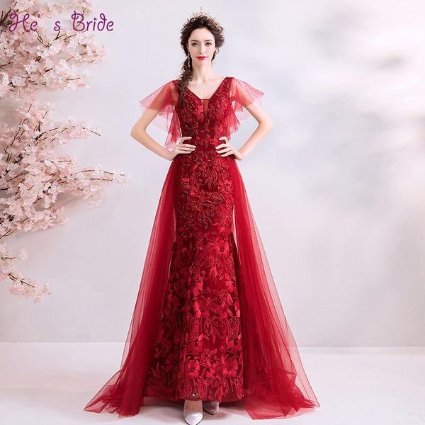 

he's bride new evening dress banquet v-neck red slim elegant long formal party prom dress vestido de noche1, White;black