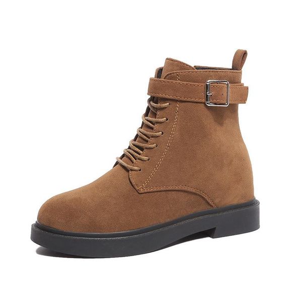 

2020 winter fashion women's boots flat suede martin boots, Black