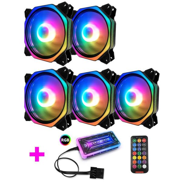 

coolmoon mongfang2 computer case pc cooling fan rgb adjust 120mm quiet + ir remote new computer cooler rgb cpu case fan