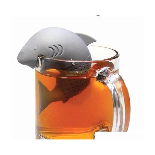 

cute silicone shark tea infuser leaf strainer herbal spice filter diffuser filter teapot teabags for tea & coffee drinkware 499z l2o7s
