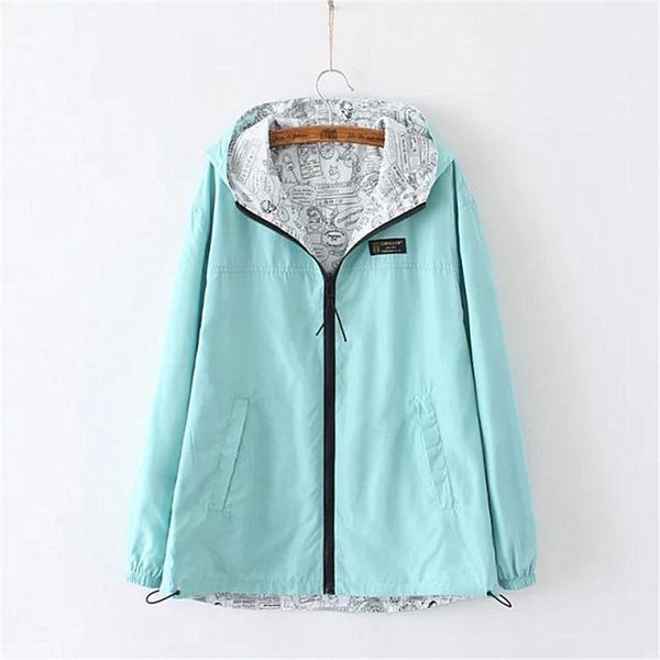 

2018 autumn bomber basic jacket women hooded two side wear jaqueta feminina cartoon print windbreaker outwear coat female jacket1, Black;brown