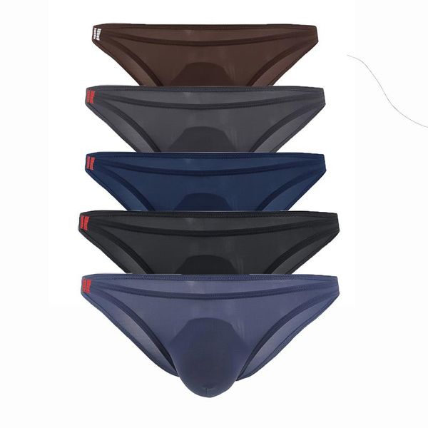 

5pcs/lots men briefs silk slips hombre breathable underwear male transparent cueca interiores de plus size kg-590, Black;white
