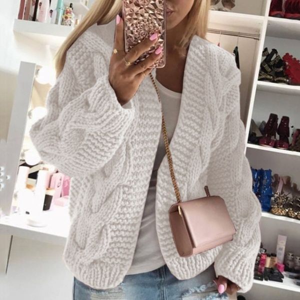 

gmweq thick style winter bold and wear women's wearsweater of women's clothing new line twist knitted cardigan sweater for women i, White;black