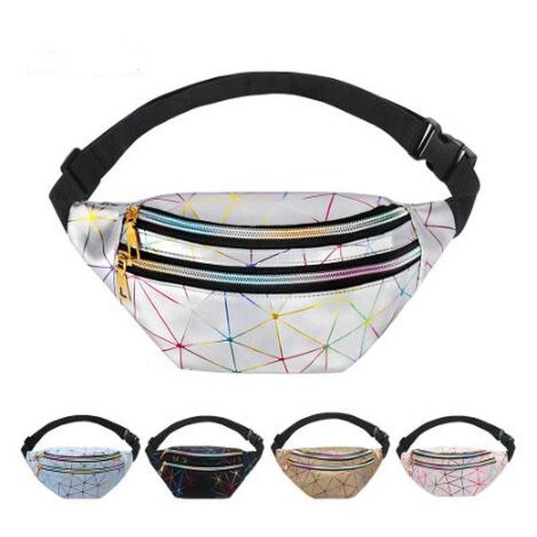

g1921 holographic waist bag for women glitter fanny pack waterproof geometric belt bag fashion laser waist pack phone pouch
