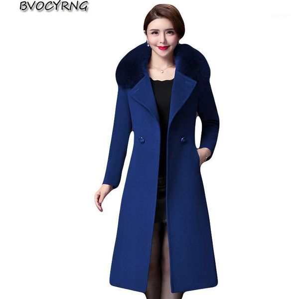

autumn winter woolen coat 2020 new women cashmere coat female plus size long section of self-cultivation jacket1, Black