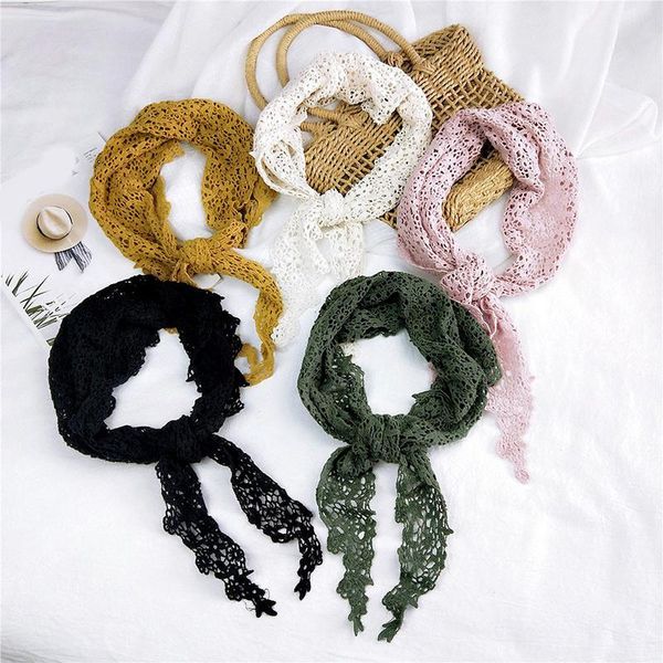 

fashion triangle scarf women crochet shawl wraps girl hollow out lace knitted scarf solid color scarves handkerchief head, Blue;gray