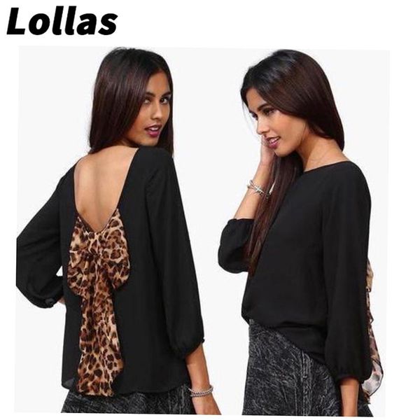 

lollas women's casual hollow back chiffon long sleeve blouse shirt, White