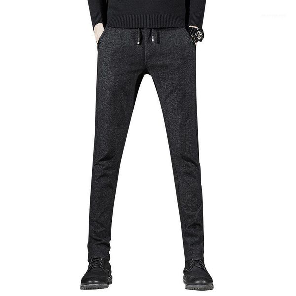 

men's pants men clothes 2021 spring autumn men's stretch casual business fashion solid color cotton trousers male brand clothing1, Black