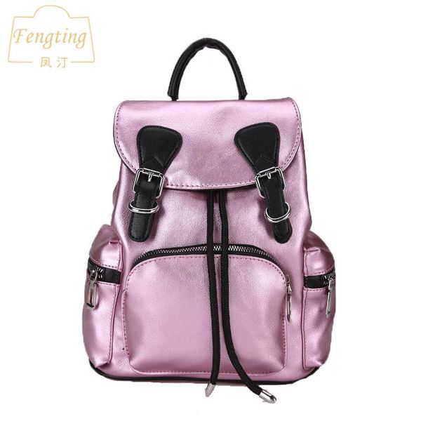 

small pretty style backpacks for teenagers 2020 new fashion women backpack & shoulder bag silver pu leather backpack ftb171