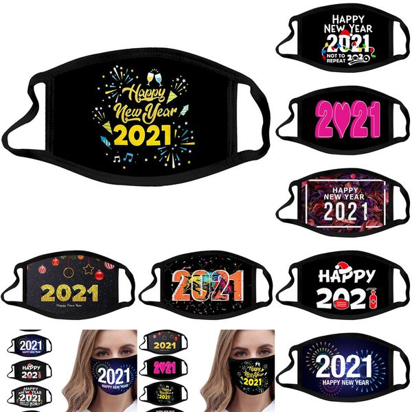 

mask designer happy new year face 2021 custom made facemask masque christmas decorations men women mouth masks cotton reusable 7 nuf39