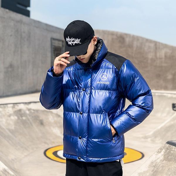 

men's cotton padded jackets men 2020 winter fashion solid color warm jacket coat blue casual loose soft shell jackets for men, Black