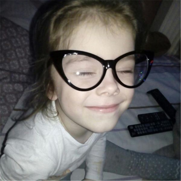 

мода cat eye большого размер очки для женщин малого размера для чайлдса декоративных очков кадра нет градусные ребенок очки frames, Black