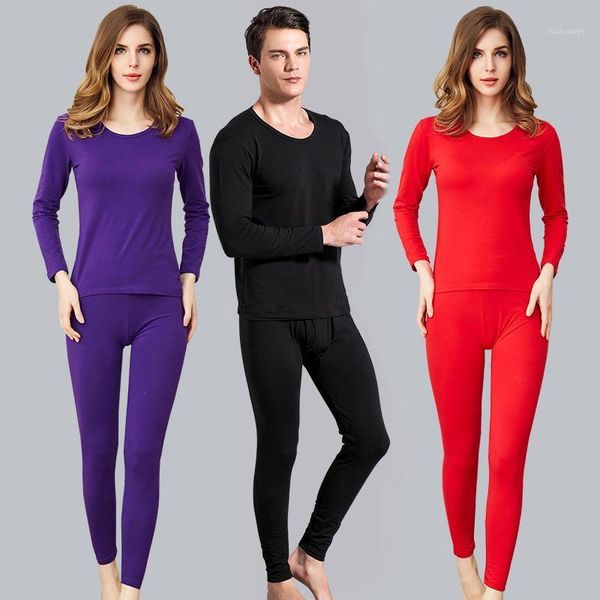 

2020 men's women's comfortable and warm underwear set thickened warm autumn clothes long johns elastic1, Black;white