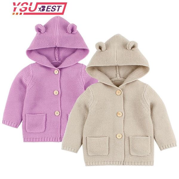 

2019 baby sweaters boy girl cardigan newborn boys cartoon bear ear hooded jackets autumn kids casual long sleeve knitted clothes q1103, Blue;gray